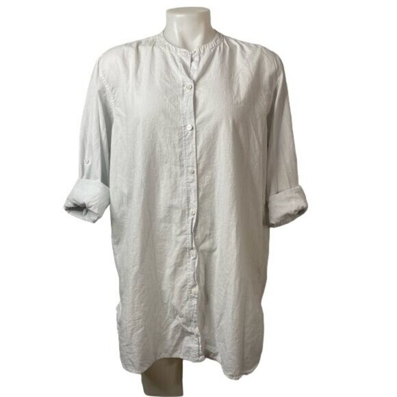 Pure DKNY Pin Striped White Button Down Boyfriend’s Shirt Dress Size M - Picture 3 of 12
